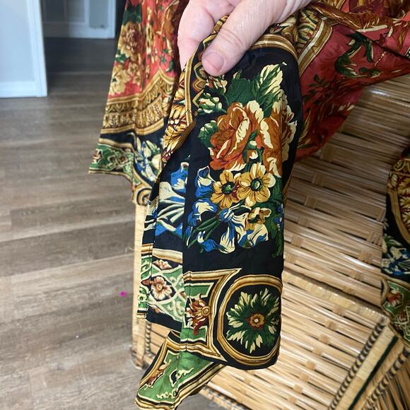 Vintage Jerri Sherman 100% Silk Floral Baroque Tunic Top Blouse 16 plus Boho - Picture 7 of 8